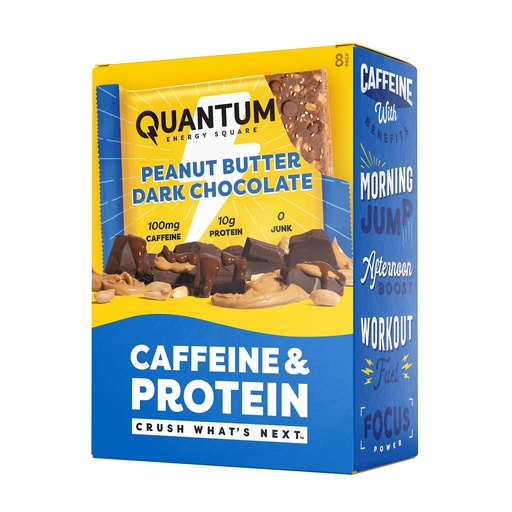 [BRSWYFTYAR4GCYIZ] Quantum Energy Square: Energy Bar with Caffeine & 10g Protein. Delicious Healthy Snack On The Go. (Vegan, Gluten-free, Soy-free, Dairy-free) (Peanut Butter Dark Chocolate)