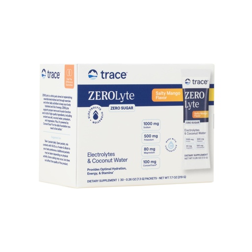 [BRSROBI2OV4BSE3L] Trace Minerals ZeroLyte Salty Mango Flavor - Sugar Free Electrolyte Drink Mix - Supports Hydration, Energy, Stamina - Ancient Sea Salt, Full Spectrum Minerals, Coconut Water - 30 Packets