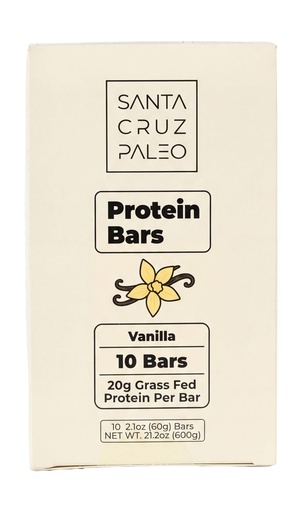[BRSRGHYQAQDQ4YDD] Santa Cruz Paleo Protein Bar – 20g Grass-Fed Whey & Collagen Protein – Wildflower Honey Sweetened, No Seed Oils, High Protein Snack Bar (Vanilla Flavor, Pack of 10)