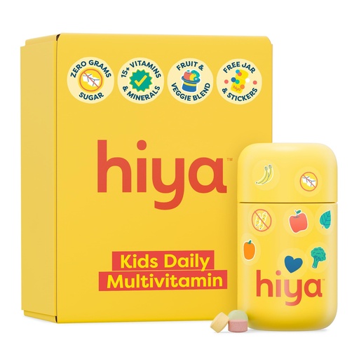 [BRSREBIPCQPWEYD3] HIYA Kids Multivitamin Tablets – 15+ Essential Vitamins & Minerals with Fruits & Veggies for Ages 2+, Supports Growth, Development & Immune, 0g Sugar – 30 Day Supply for Toddlers & Kids