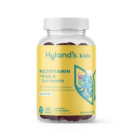 [BRSREEA5PMMAM3AV] Hyland's Kids Multivitamin + Brain & Eye Health, Sugar Free Natural Mixed Berry Flavored Gummies with Choline, Lutein & Omegas, 60ct Bottle