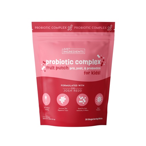 [BRSREHQ6OQOWCELZ] JUST INGREDIENTS Kids Probiotic Drink Mix - Fruit Punch, Prebiotic & Postbiotic, Gut & Immune Support