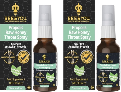 [BRSRAZI6PMPRMC3B] Bee and You Raw Honey Throat Spray, 100% Pure Propolis Extract, Immune Support, Sore Throat & Congestion Relief, Oral Health, Antioxidants, Natural, Keto, Paleo, Gluten-Free | 1 FL Oz (Pack of 2)