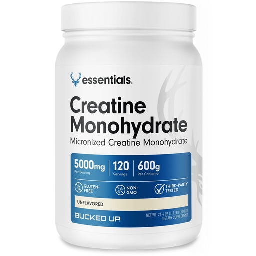 [BRSREGINB4AW2CYU] Bucked Up Pure Micronized Creatine Monohydrate for Women and Men - Easy to Mix and Unflavored - 5G Per Serving - 120 Servings - 600 Grams Per Container