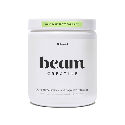 [BRSREFLQDMCAKEYY] Beam Creatine Monohydrate Powder – 5g Micronized Creatine Monohydrate, Third Party Tested Creatine for Women & Men, Muscle Strength, Growth, Recovery & Cognitive Support, Unflavored, 60 Servings