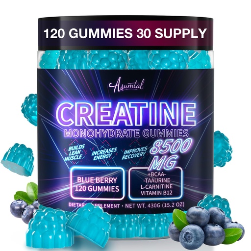 [BRSREZD3CUDRUF3U] Creatine Monohydrate Gummies Complex 8500 MG for Men & Women, 120 Count
