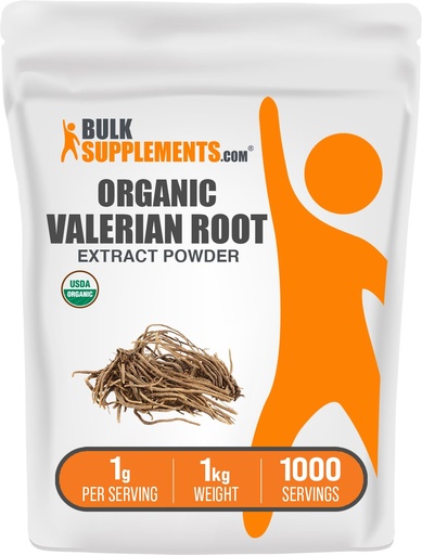 [BRSWKHAIC54RGH3D] BulkSupplements.com Organic Valerian Extract Powder - Sourced from Valerian Root, Herbal Supplement - Gluten Free, 1g per Serving, 1kg (2.2 lbs) (Pack of 1)