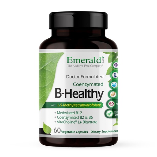[BRSWIZQACNYGKC34] EMERALD LABS B-Healthy - Vegan Vitamin B Complex - Includes Methylated Folic Acid & Full Spectrum B Vitamins - Supports Immune, Brain & Heart Health* - 60 Vegetable Capsules