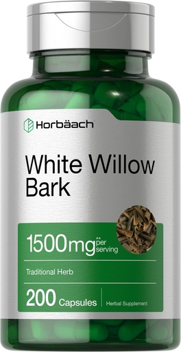 [BRSW2EACOQOWOHI4] Horbäach White Willow Bark Capsules | 200 Pills | Max Strength | Non-GMO, Gluten Free Herb Extract