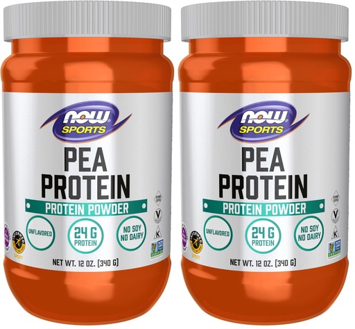 [BRSROBL6A57B6CD2] NOW Sports Nutrition, Pea Protein 24 g, Easily Digested, Unflavored Powder, 12-Ounce (Pack of 2)