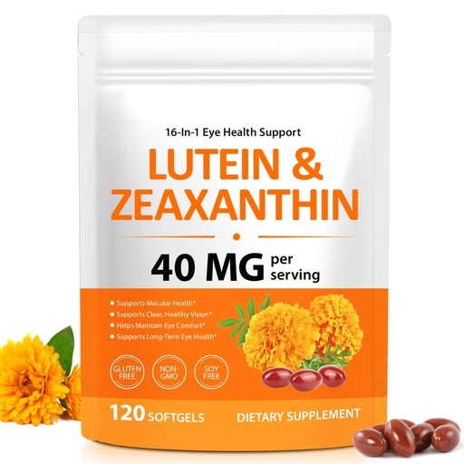 [BRSRGBD5OIHROFIU] Lutein 40mg & Zeaxanthin Eye Supplement, 16-in-1 Advanced Eye Support Formula with Omega-3, Vitamins C & E, Zinc and CoQ10, Blue Light Support for Screen Use, 120 Softgels