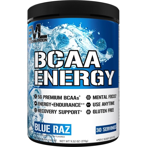 [BRSWKFIICAEAGALY] EVL BCAAs Amino Acids Powder - BCAA Energy Pre Workout Powder for Muscle Recovery Lean Growth and Endurance - Rehydrating Post Workout Recovery Drink with Natural Caffeine - Blue Raz