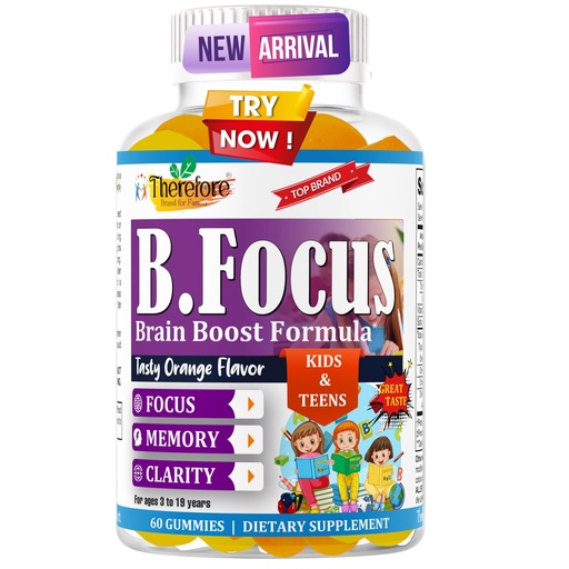 [BRSROFL7CMARGAI7] Focus Gummies for Kids | Teen Focus Vitamins for Memory, Attention & Clarity with Plant-Based Omega-3 DHA Teen Vitamins | Delicious Orange Flavor – 60 Gummies