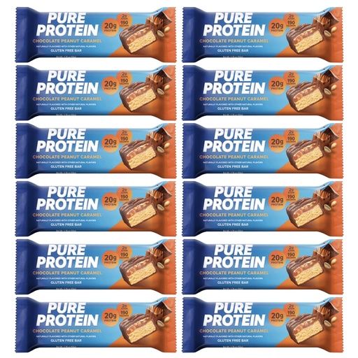 [BRSROBQLCAPWKCTG] Pure Protein Bars, High Protein, Nutritious Snacks to Support Energy, Low Sugar, 1.75oz Gluten Free, 12 Pack Chocolate Peanut Caramel