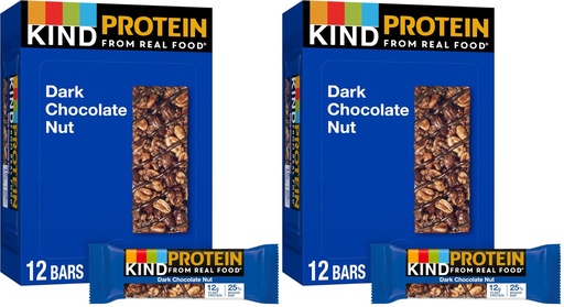 [BRSRAY35DMOQIDLX] KIND Protein Bars, Dark Chocolate Nut, Healthy Snacks, Gluten Free, 12g Protein, 12 Count (Pack of 2)