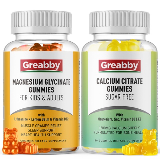 [BRSRAFICCUMQMDLJ] Magnesium Glycinate Gummies, Calcium Citrate Gummies for Kids & Adults, Bone Support