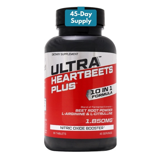 [BRSRAHANOR7RAH3B] Ultra Research HeartBeets Plus - Beet Root, L-Arginine, L-Citrulline, 10-in-1 Circulation Formula -Nitric Oxide Booster, Cardiovasular and Heart Health Supplement - 90 Tablets, 45 Servings