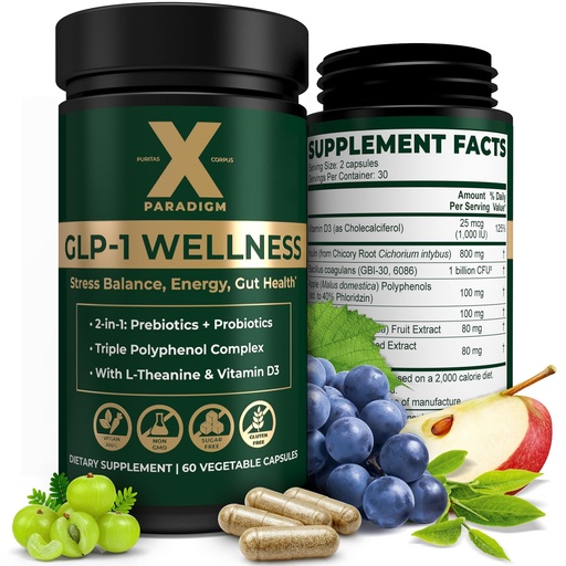 [BRSRGGQ3DMFAECY6] GLP-1 Wellness Support - Pre & Probiotic Formula, Appetite Control, Gut Health & Metabolic Support - Energy, Stress & Mood Balance