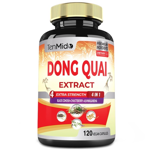 [BRSROZQ6OAHBSCIY] Dong Quai Supplement Extract Capsules, 4 Months Supply with Black Cohosh, Chasteberry, Ashwagandha - 120 Vegan Capsules