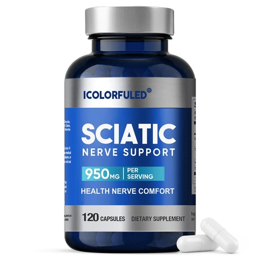 [BRSRGAIPPJYAO2QV] Sciatic Nerve Capsules, Nerve Support Supplement with 300mg Alpha Lipoic Acid & B-Complex Vitamins, 120 Capsules for Hip, Hand, Leg & Lower Back Comfort