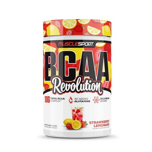 [BRSW2ZI6BYCBSGQU] Musclesport BCAA Revolution Amino Acid Powder Supplement for Men & Women - Intra Workout Training Complex - Recovery Supplemen (Strawberry Lemonade, 30 Servings)