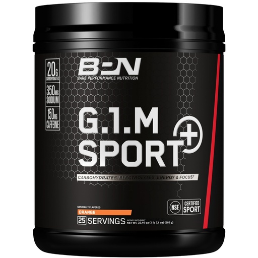 [BRSRGYAHOYHA4YDX] BARE PERFORMANCE NUTRITION G.1.M Sport+ Endurance Pre-Workout – Orange | 25 Servings | 20g Carbs, 350mg Sodium, 150mg Caffeine | Electrolytes, Nootropics & Cluster Dextrin® for Energy & Focus