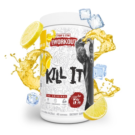 [BRSRAGI7AF7AYAA6] 5% Nutrition Rich Piana Kill It Pre Workout Powder w/Creatine, Caffeine, Beta Alanine, Hydroprime Glycerol for Pump, Strength, Endurance | 20/40 Srvgs (40 Servings, Italian Lemon Ice)
