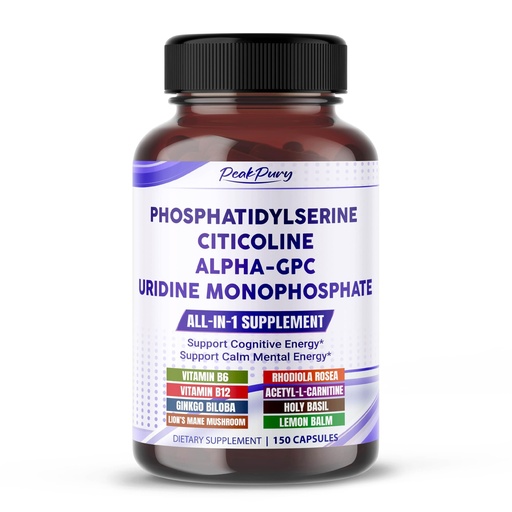 [BRSREZIOBF4AICDP] All-in-1 Phosphatidylserine, Citicoline, Alpha-GPC & Uridine Supplement – Supports Mental Clarity, Brain Energy & Cognitive Wellness – 150 Capsules