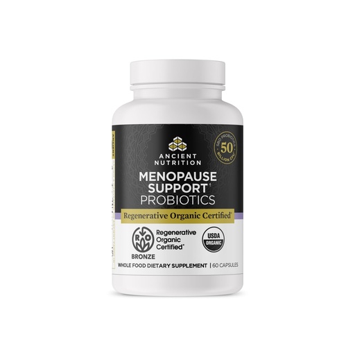 [BRSRAZD5O4PBYD32] Ancient Nutrition Regenerative Organic Menopause Support Probiotics | Supports Healthy Digestion and Women’s Health Support, 50 Billion CFUs* Per Serving, 60 Count