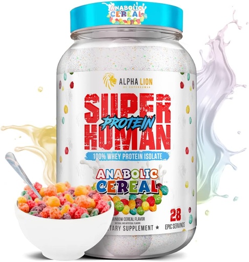 [BRSRMFQ2CB6QGAL7] ALPHA LION Superhuman Whey Protein Powder, Great Tasting Pure Isolate, Low Carb, Sugar, No Bloat Post Workout, Muscle Recovery & Growth (28 Servings, Anabolic Cereal) 31.2175 Ounce