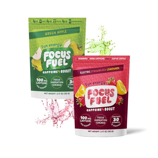 [BRSREEA5AAMBG3L7] FocusFuel Energy Chews Variety Pack – Strawberry Lemonade & Green Apple (2-Pack, 30 Servings Total) – 100mg Natural Caffeine + Nootropics – Tart, Crisp Focus Formula