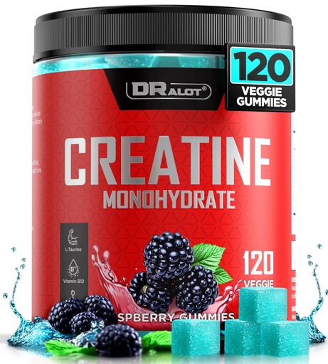 [BRSRACYDOECWECLL] Dralot 99.99% Creatine Monohydrate Gummies More 15% Strength, 5X Energy & Muscle Support Pre-Workout Complex Creatine for Women & Men with 5000mg Creatine, L-Taurine, B12, Mg and K, Vegan