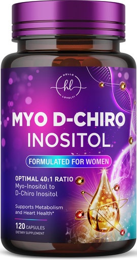 [BRSRGZD3CJ4BUHTB] Myo-Inositol & D-Chiro Inositol Supplement 2000mg - Myoinositol with Ideal 40:1 Ratio - Fertility Supplements for Women for Ovarian Health & Hormone Balance Support, Bottled in the USA - 120 Capsules