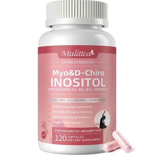 [BRSREZTRAADRMHYV] Myo-Inositol & D-Chiro Inositol Supplement for Women, 14-in-1 Liposomal Inositol with Folic Acid,Omega-3 & Multivitamin for Hormone Balance, Support Ovarian, Skin & Mood, 120 Vegan Capsules