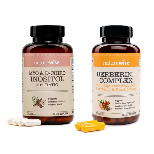 [BRSREAACO54BODL4] NatureWise Myo-Inositol & D-Chiro Inositol Fertility Supplements for Women - 40:1 Ratio [30-Day Supply] + Berberine 1000mg - Berberine Phytosome + HCI + Turmeric & Digestive Enzymes - [30 Day Supply]