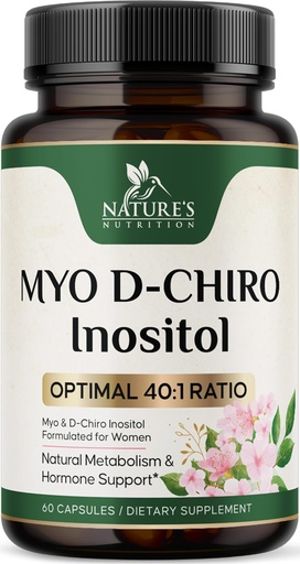 [BRSRGZQ2BAPAKFYY] Myo-Inositol 2000mg Per Serving With D-Chiro - Optimal Ratio for Ovarian Support, Vegan Myo & D Chiro Supplement for Women's Natural Balance and Hormone Support, Vitamin B8, Non-GMO - 60 Capsules