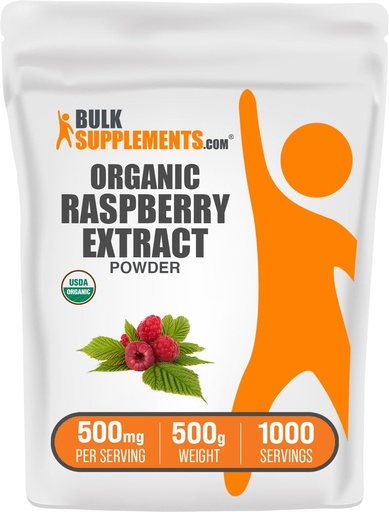 [BRSWY2QCCUDQMADO] BulkSupplements.com Organic Raspberry Extract Powder - from Raspberry Fruit, Antioxidant Source, Herbal Supplement - Gluten Free, 500g (1.1 lbs) (Pack of 1)