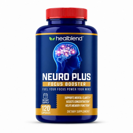 [BRSW2AYHC4GWMFDV] healblend Neuro Plus Focus Booster - Advanced Brain Support Supplement with Vitamin B6, B12, Folate - Improves Memory, Concentration, Mental Clarity & Cognitive Function – 120 Capsules