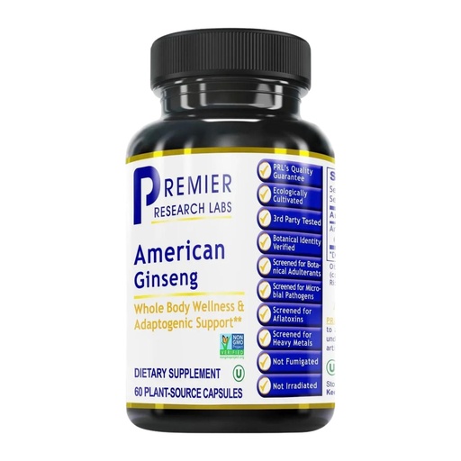 [BRSRA2TQO4FQKAL2] Premier Research Labs American Ginseng Supplement - American Ginseng Capsules, Herbal Ginseng Root Pills, North American Ginseng Herb Extract, Calming Energy Supplement - 60 Plant-Based Capsules
