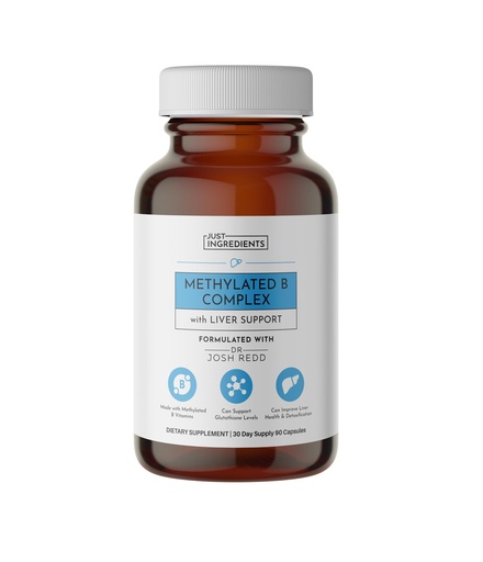[BRSREGILOYHB4AL5] JUST Ingredients Methylated B Complex with Liver Support - Energy, Detox, Glutathione, Skin - 90 Capsules - Vitamin Supplement
