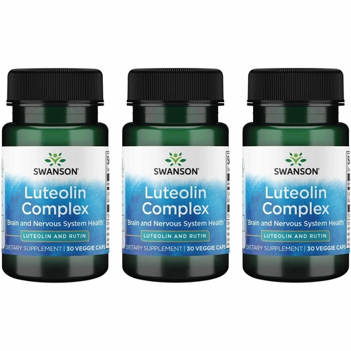 [BRSWGFAZCQGQYD3X] Swanson Luteolin Complex w/Rutin - Brain Support Supplement Promoting Memory, Mood & Cognitive Health - Natural Formula to Help Maintain Nervous System - (30 Veggie Capsules) 3 Pack