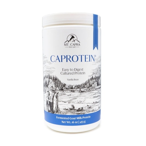 [BRSWIYQQCJ6WEE34] Mt. Capra Caprotein | Casein Protein Concentrate, Fermented Goat Milk Protein from Grass-Fed Pastured Goats, Extremely Easy to Digest | Vanilla Bean | 23 Servings - 16 oz