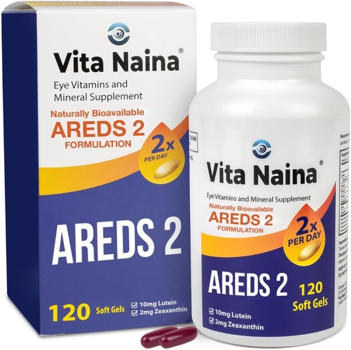 [BRSWYFILBYMA2DT4] Vita Naina (120 SoftGels) | AREDS2 Eye Vitamins and Mineral Supplement (Zeaxanthin 2mg) | High Bioavailability and Bio-Absorption Formula | Easy on Your Digestive System | Easy to Swallow