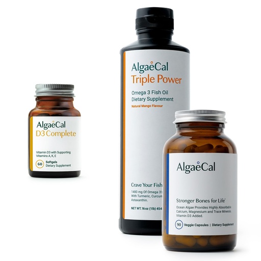 [BRSROH3ROF7RE235] ALGAECAL Bundle - D3 (1000 IU) + K2, Vitamin E, Vitamin A (1000 IU) & Plant-Based Calcium for Bone Support & Omega 3 with 1200mg EPA DHA