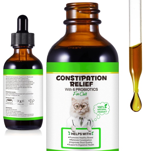 [BRSRAAQQDEHWECD7] Cat Constipation Relief, Liquid Cat Laxative 60 ml, Stool Softener Pet Herbal Supplements, Promotes Digestive Health, Roast Chicken Flavour, 2 fl oz