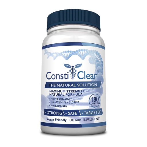 [BRSROHYYBAPBMEQU] ConstiClear - Ease Constipation, Improve Digestion, Support Gut Flora - Contains Probiotic - 180 Capsules - 1 Bottle - Vegan