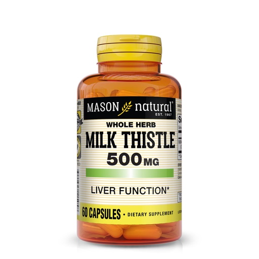 [BRSWI2QPAABWCFDC] MASON NATURAL Milk Thistle 500 mg - Support Healthy Liver Function, Cleanse and Detox, Herbal Dietary Supplement, 60 Capsules