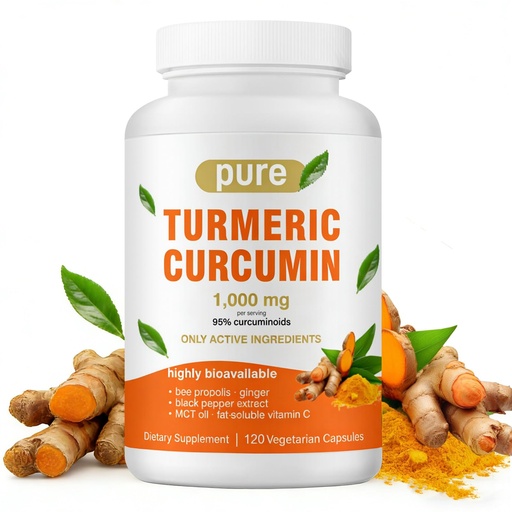 [BRSRGGAPCMAQKDLZ] Turmeric Curcumin Supplement 1000mg with Black Pepper Extract High Absorption, Turmeric Supplement with 95% Curcuminoids for Body Support, Gluten Free, 120 Capsules with Curcuma, Ginger, MCT Oil