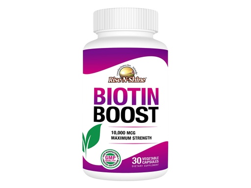 [BRSWGAAZOAHA43Y6] Rise-N-Shine Biotin Boost 10,000 mcg Biotin 10000 mcg to Support Hair, Skin, Nails and Lashes 30 Count
