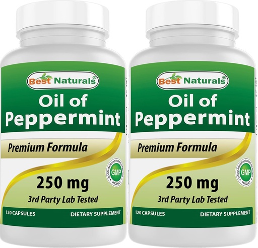 [BRSWGEAEC55GKDY3] Best Naturals Peppermint Oil 250 mg 120 Capsules (120 count (Pack of 2)